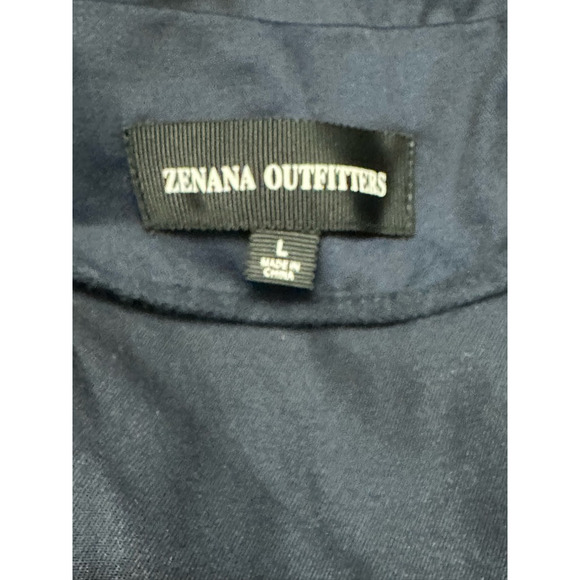 Zenana Outfitters Hooded Rain Jacket Hip Length Zipper Pockets Solid Blue M US L - Picture 7 of 8